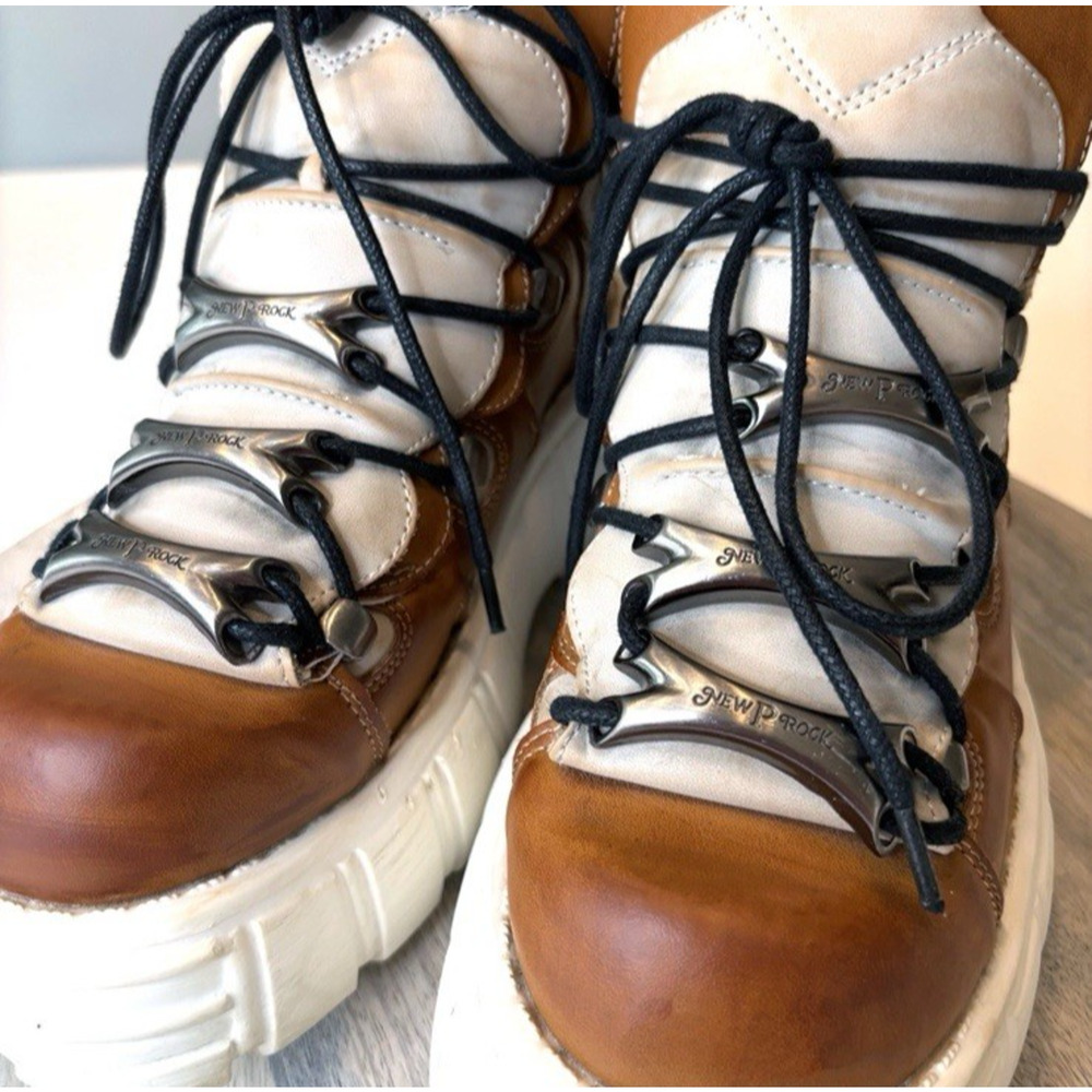 Goth Platform Boots – Brown Leather, Heavy Chunky Sole – Women’s 8.5 - Picture 4 of 9